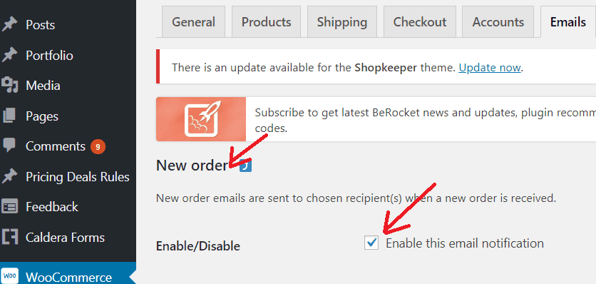 woocommerce email notifications not working